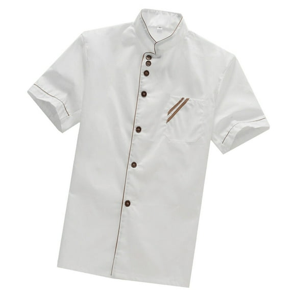 HEMOTON Men Chef Catering Shirt Food L White