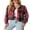 08-Red BlaPJk Pane, variant on JWD Women's Cropping Jacket Casual Button Shacket Solid Color Long Sleeve Blouses Top with Pocket Black 2XL