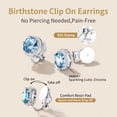 thumbnail image 6 of FindChic Pure Sterling Silver Clip On Earrings for Women, Round 8MM Cubic Zirconia Non Pierced Studs Blue Aquamarine Birthstone Earrings Birthday Mothers Day Jewelry Gifts Her Mom Lady Adults Ideas, 6 of 8