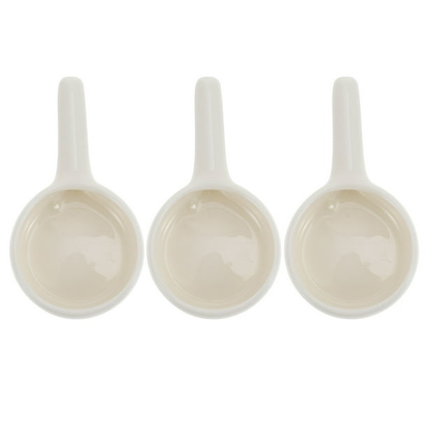 Tenedor de velas de cerámica 3 unids Soportes de vela portátiles con mango de bandejas de caramelo (blanco)