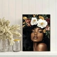 thumbnail image 2 of Black Woman Floral Canvas Wall Art，Perfect for Living Room， Bedroom， Bathroom， Office， and Dining Room Decoration., 2 of 8