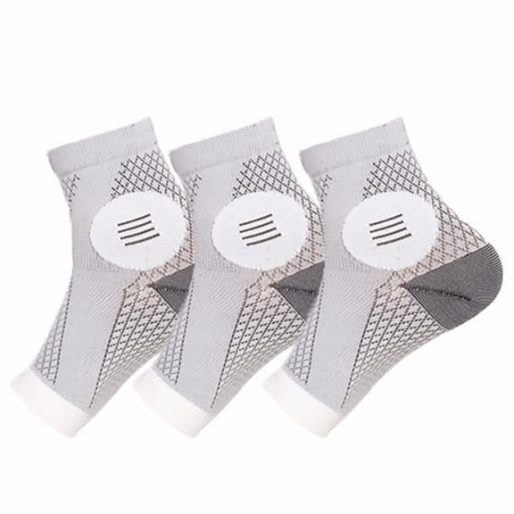XIRQI 3Pair Neuropathy Toeless Compression Socks Breathable Comfortable Ankle Socks Relief Athletic Socks for Arch & Heel,Unisex/White/L