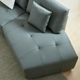 thumbnail image 6 of Youdao 3 Seater Leather Curved Sofa Couch, Modern Comfy Corner Sectional Sofa for Living Room, Gray Upholstered Tufted Sofa Couches with 3 Pillows for Bedroom, Apartment, Office Business Lounge, 6 of 13