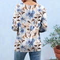 thumbnail image 4 of YUGYXL Shirts for Women 3/4 Length Sleeve Tee Tops Casual Round Neck T Shirts Summer Floral Print Dressy Blouses A Light Blue XL, 4 of 6