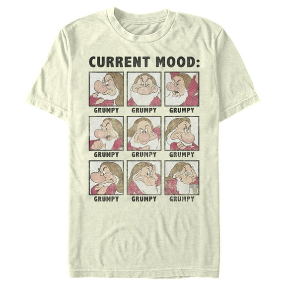 Men's Snow White and the Seven Dwarfs Grumpy Current Mood  Graphic Tee Beige 3X Large