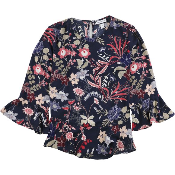 Blusa Charter Club con dobladillo con volantes para mujer azul pequeña