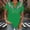 Green, variant on Women's Short Sleeve Classic Fit V-Neck Short Sleeve Tee Flutter Floral Drop Shoulder Collarless Ruched Casual Pull-On