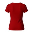 thumbnail image 5 of KIHOUT Women's Ribbed Knit Henley V-Neck Short Sleeve T-Shirt Stretchy Form-Fitting Casual Everyday Top, 5 of 6