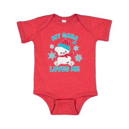 

Inktastic Polar Bear My Saba Loves Me in Santa Hat with Snowflakes Gift Baby Boy or Baby Girl Bodysuit