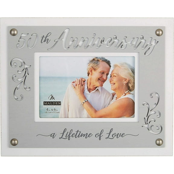 Malden 4'' x 6'' 50th Anniversary Photo Frame One Size Grey/White