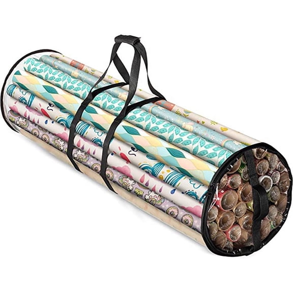 Waterproof Christmas Wrapping Paper Storage Bag Fits 14 to 18 Standard Rolls Gift Wrap Organizer Closet Storage Wrapping Paper Holder