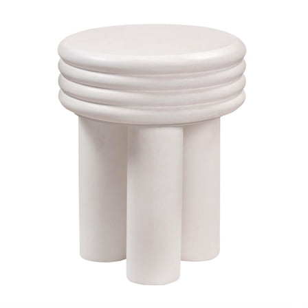 TOV Furniture Delta Concrete Round Side Table with Ivory Finish