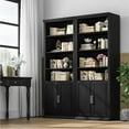 thumbnail image 3 of Rresyet 28" W Bookcase with Doors, Modern Tall Bookshelf 6-Tier Black Bookshelves with Storage Cabinet for Office, Living Room, Library, 3 of 7