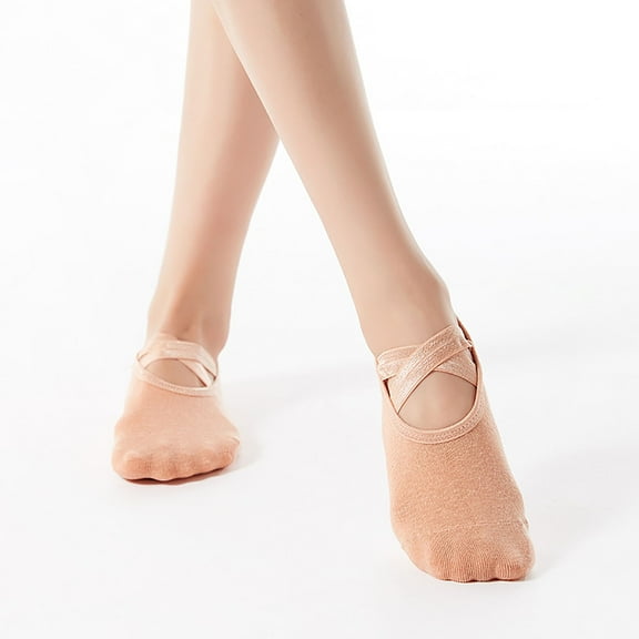 FAZVAOO Yoga Socks for Women Cotton Non Slip Athletic Socks Beige