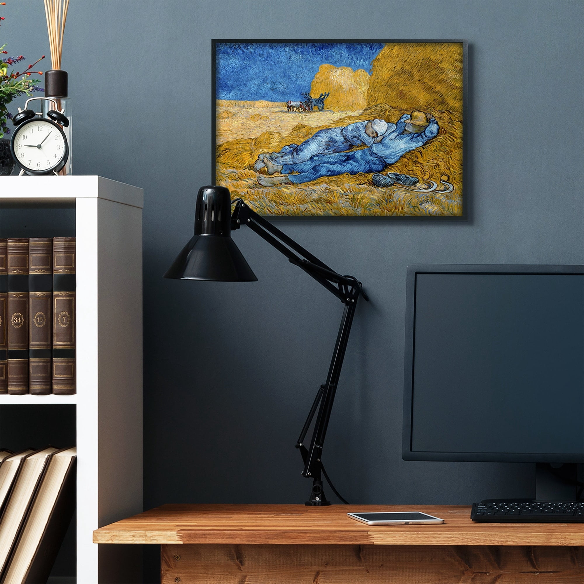 Stupell Industries Break Time Yellow Blue Van Gogh Classical Painting Framed Wall Art by Vincent Van Gogh, 24" x 30", Black Framed