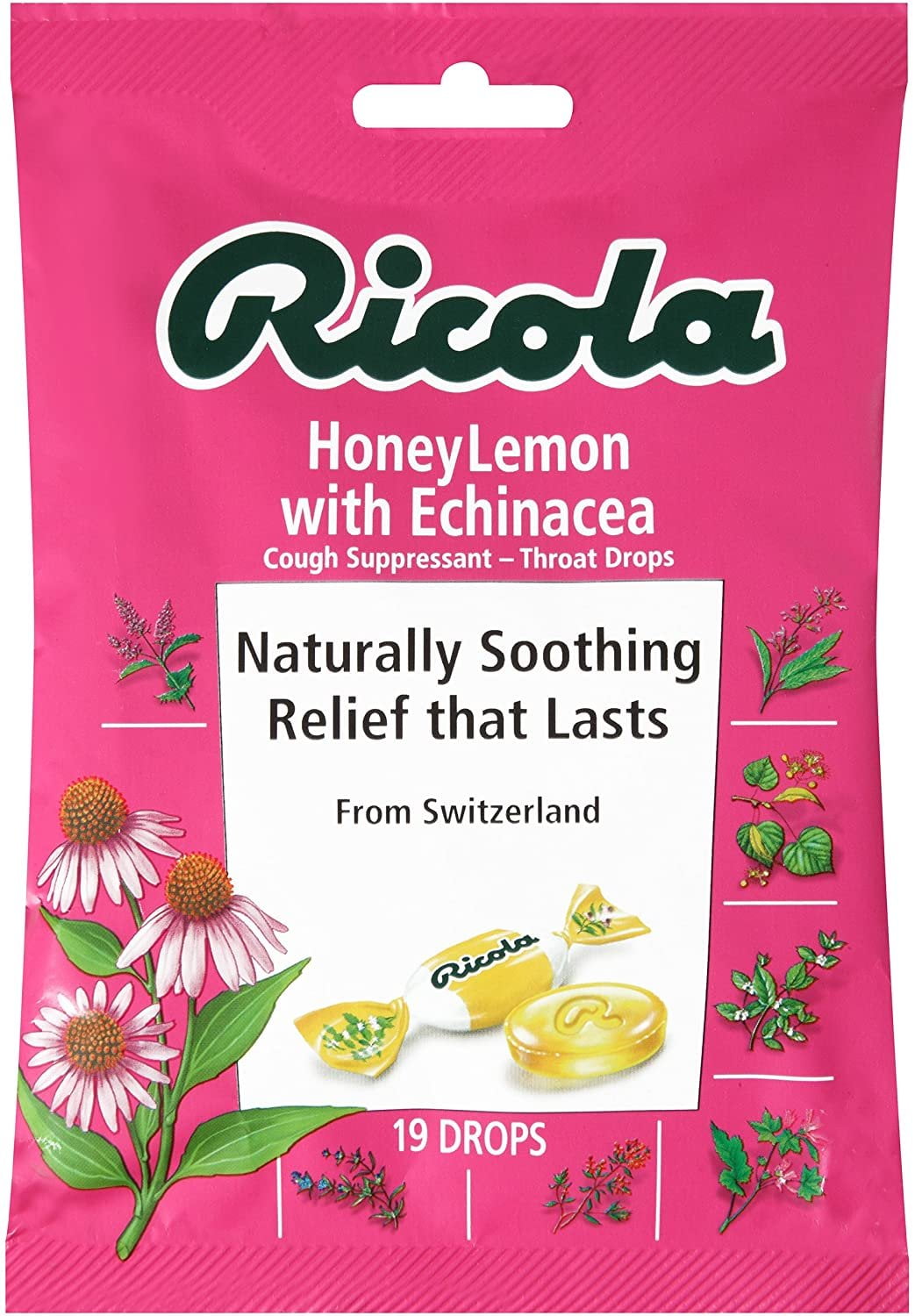 Ricola Honeylemon with Echinacea Cough Suppressant Throat Drop 19 Ct
