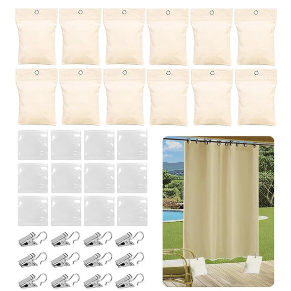 12Pcs Curtain Weights,Outdoor Drapery Weighted Sandbags with Holder Clip for Drapes,Cabana,Gazebo,Pergola & Garden