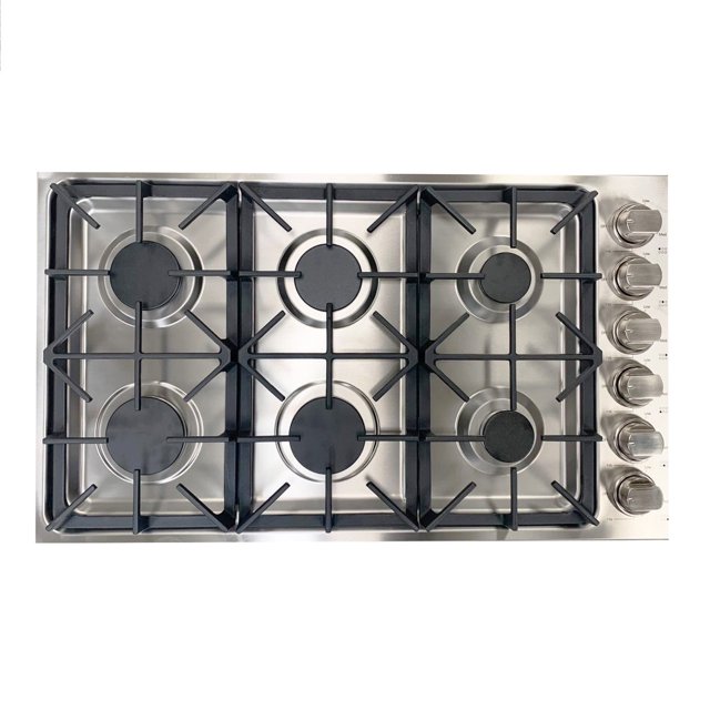 Crown 36 Inch 6 Burner Drop-In Stainless Steel Gas Cooktop LGC3601