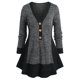 thumbnail image 1 of Camiseta Dos Tonos Botones Tamaño Plus Rosegal Mangas largas de talla grande, 1 of 5
