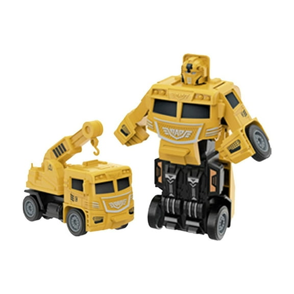 Oioii Collision Deformation Robot Toy Car, Simulation Inertia Engineering Mixer Excavator, Transformable Construction Vehicle, Durable Interactive Play Vehicle,Yellow