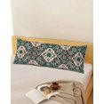 thumbnail image 5 of Green Boho Body Pillow Cover 20 x 60 Inch Decorative Pillow Cover Retro Southwest Abstract Flowers Motifs Lumbar Pillowcase Seasonal Rectangle Cushion Case for Couch Sofa Bed Living Room, 5 of 7