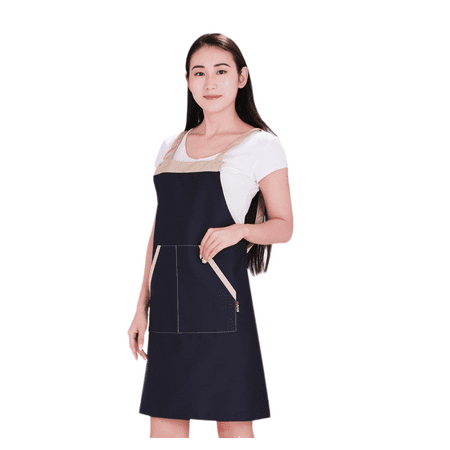 

TIMPCV Spot apron custom logo hot pot shop waiter apron catering work clothes fresh fruit shop(Dark blue hits beige）