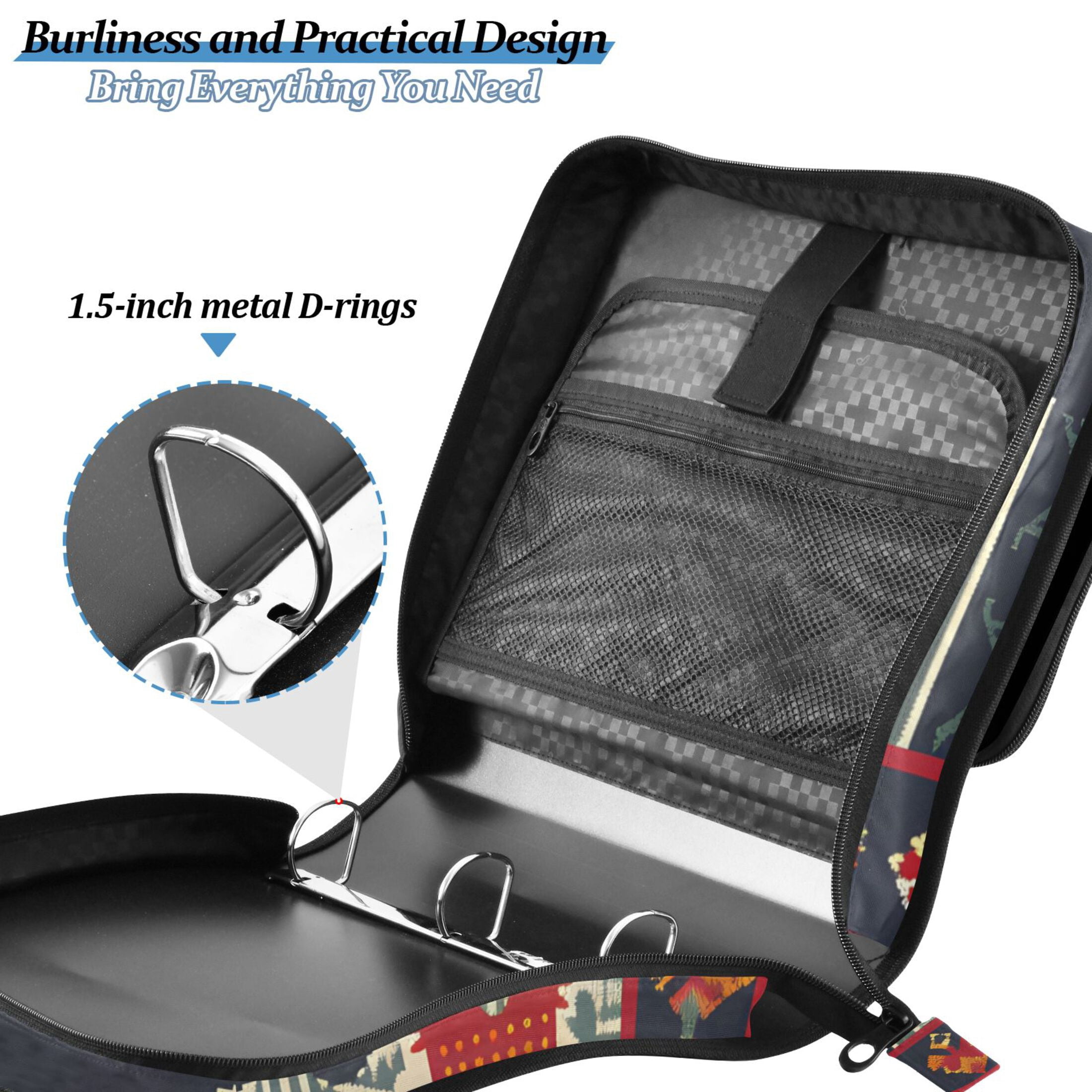 3 Ring Zipper Binder with Shoulder Strap Waterproof Trapper Keeper 2 Inch D-Ring 500 Sheets Capacity Moose Silhouette