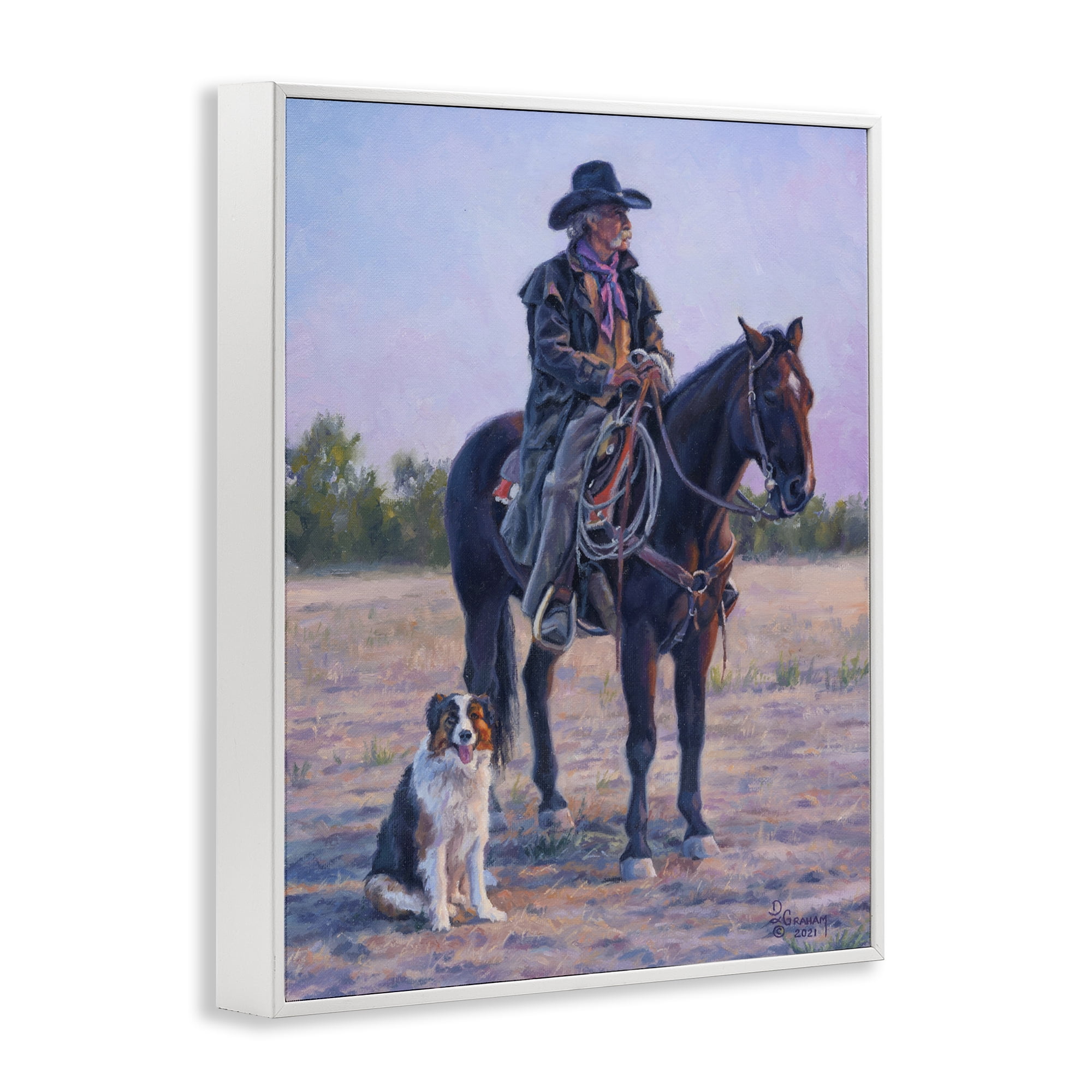 Stupell Industries Old Timers Cowboy Animals & Insects Painting White Framed Art Print Wall Art, 24 x 30