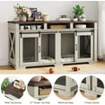 thumbnail image 5 of NEILA Dog Crate Furniture - Heavy Duty Dog Kennel with Removable Divider for Large Dog, Versatile Dog House with Sliding Door, Spacious Dog Cage with Storage Cubby for 2 Dogs, White/Dark Walnut, 5 of 6