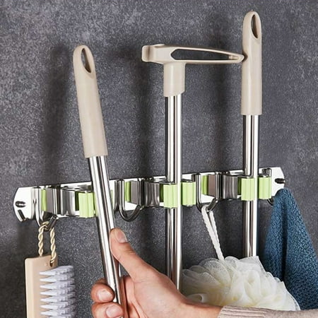 

Yesbay 1/2/3/4/5 Hook Wall Mounted Mop Organizer Holder Brush Broom Hanger Storage Rack A