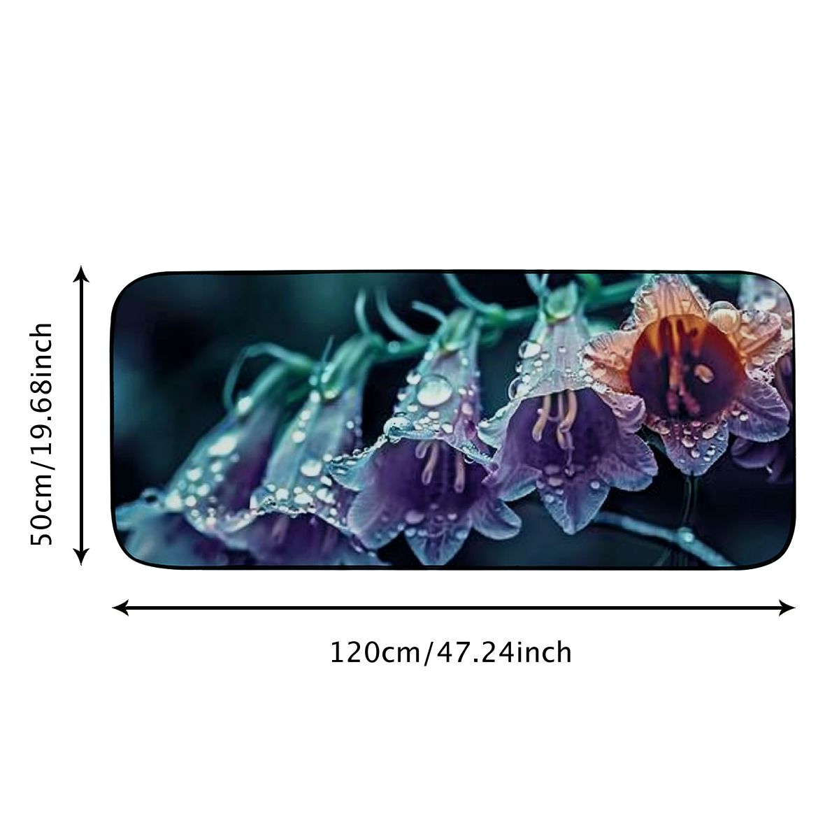 PHYHOO Doormat Floor Rug/Mat - Flowers Purple Bells Nature Decorative Door Mat, Door Mat with Non-Slip Rubber Backing, Easy Cleaning, Traps Dirt, Rug for Entry, Patio, Garage 19.68*47.24 in