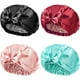 thumbnail image 1 of gorros de ducha de doble capa impermeables con lazo, gorros de baño reutilizables de satén sedoso para mujeres y niñas (adulto, rosa, verde, rojo, negro) MFZFUKR LRWJ160, 1 of 8