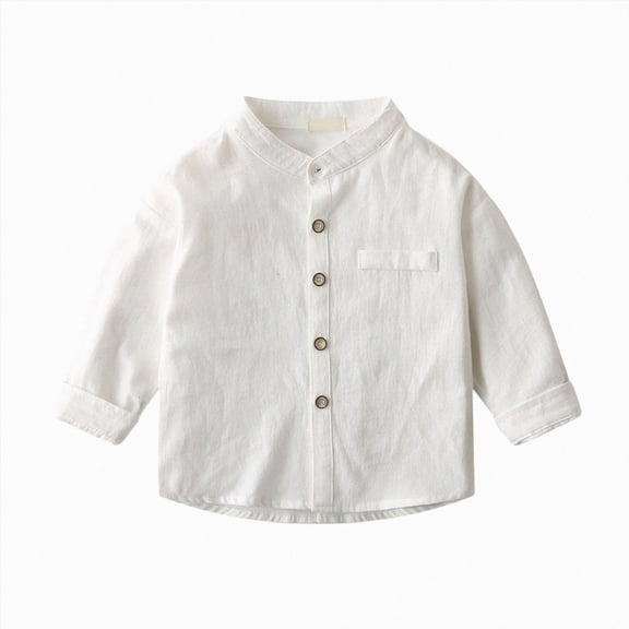 WXFAZCVU Boys Button Down Shirt Long Sleeved Cotton Shirt School Clothing Everyday Wear Size 3-4 Years