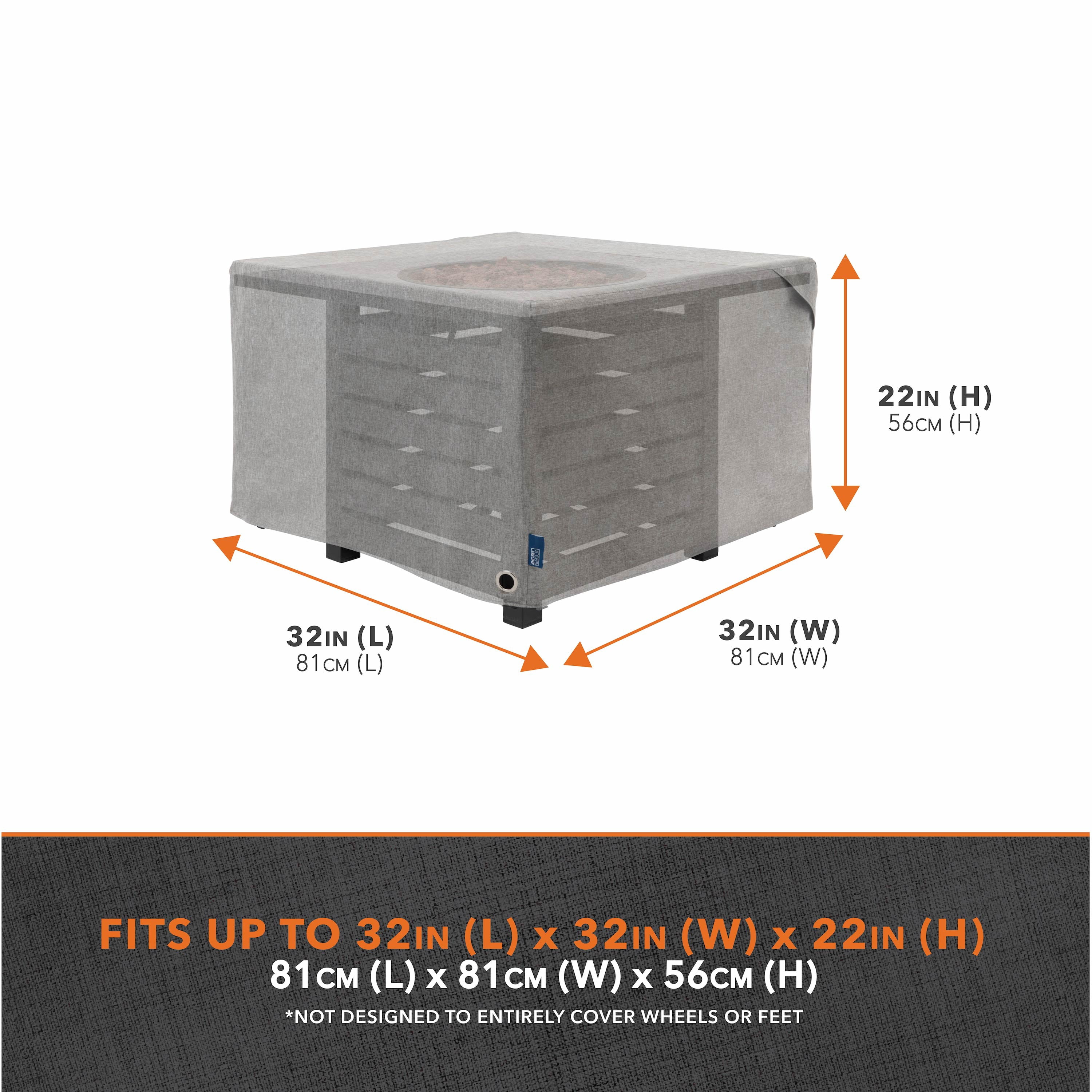 Modern Leisure Garrison Square Fire Pit Table Cover, Waterproof, 32" Square x 22"H, Granite Gray