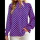 thumbnail image 2 of Blusa de Estilo Bohemio con Cuello en V y Mangas Largas, Estilo Floral, Informal, Holgada, de Verano, con Mangas Abullonadas para Mujer. Púrpura L, 2 of 6