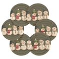 thumbnail image 7 of Yayeee 6 PCS Drink Coasters with Holder Set Woven Absorbent Round Tabletop Hot Pad, Beige Snowmen, 7 of 7