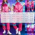 thumbnail image 5 of yboeqw Retro Unisex 2 Piece Party Tracksuit Full Zip Stand Collar Color Block Jacket Elastic Cuff Jogger Pants for 80s Themed Event Cosplay, 5 of 9