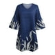 thumbnail image 3 of Txlixc Vestido estampado de 3 / 4 mangas para mujeres, vestido de verano con volantes de cuello V Txlixc moda, 3 of 6