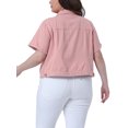thumbnail image 3 of Chaqueta de mezclilla de manga corta con botones para mujer de tallas grandes Agnes Orinda 3X Rosa, 3 of 5