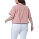 thumbnail image 3 of Chaqueta de mezclilla de manga corta con botones para mujer de tallas grandes Agnes Orinda 3X Rosa, 3 of 5