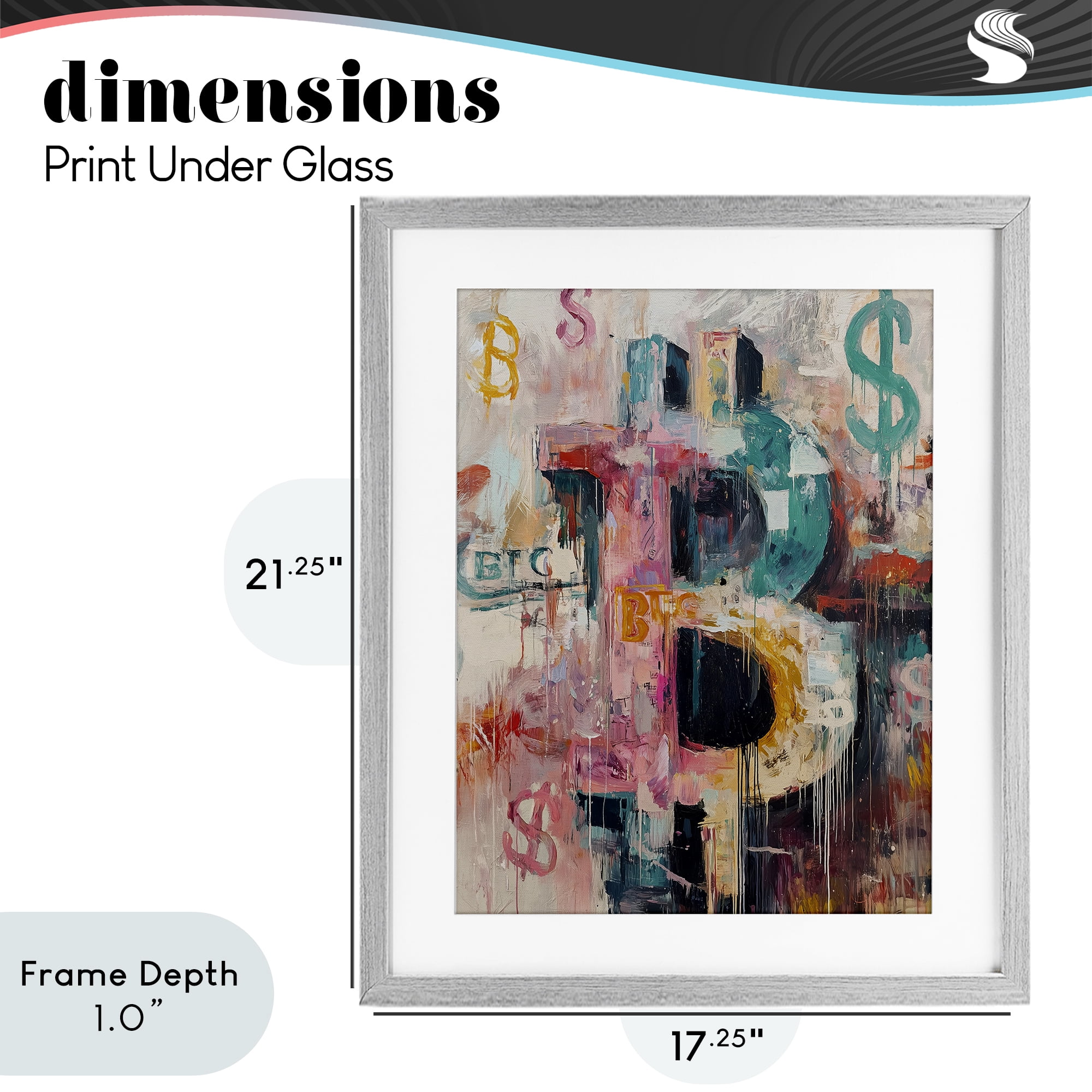 Stupell Industries Street Style Crypto Symbol Gray Framed Print Under Glass, design by Svetlana Aleynikova
