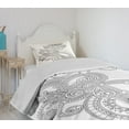 thumbnail image 4 of Ambesonne Floral Quilted Bedspread Set 2 Pcs, Blossoming Flowers Print Art, Twin Size, White and Black, 4 of 6
