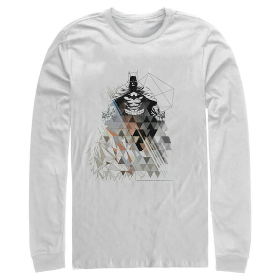 Men's Batman Shadow Figure Geometric Long Sleeve Shirt White 2X Large