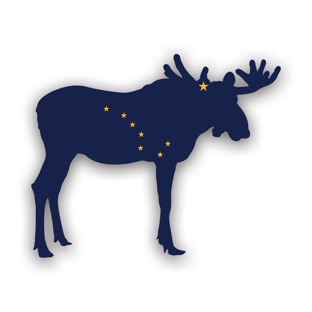 Alaska Moose Shaped Flag Sticker Decal Self Adhesive Vinyl