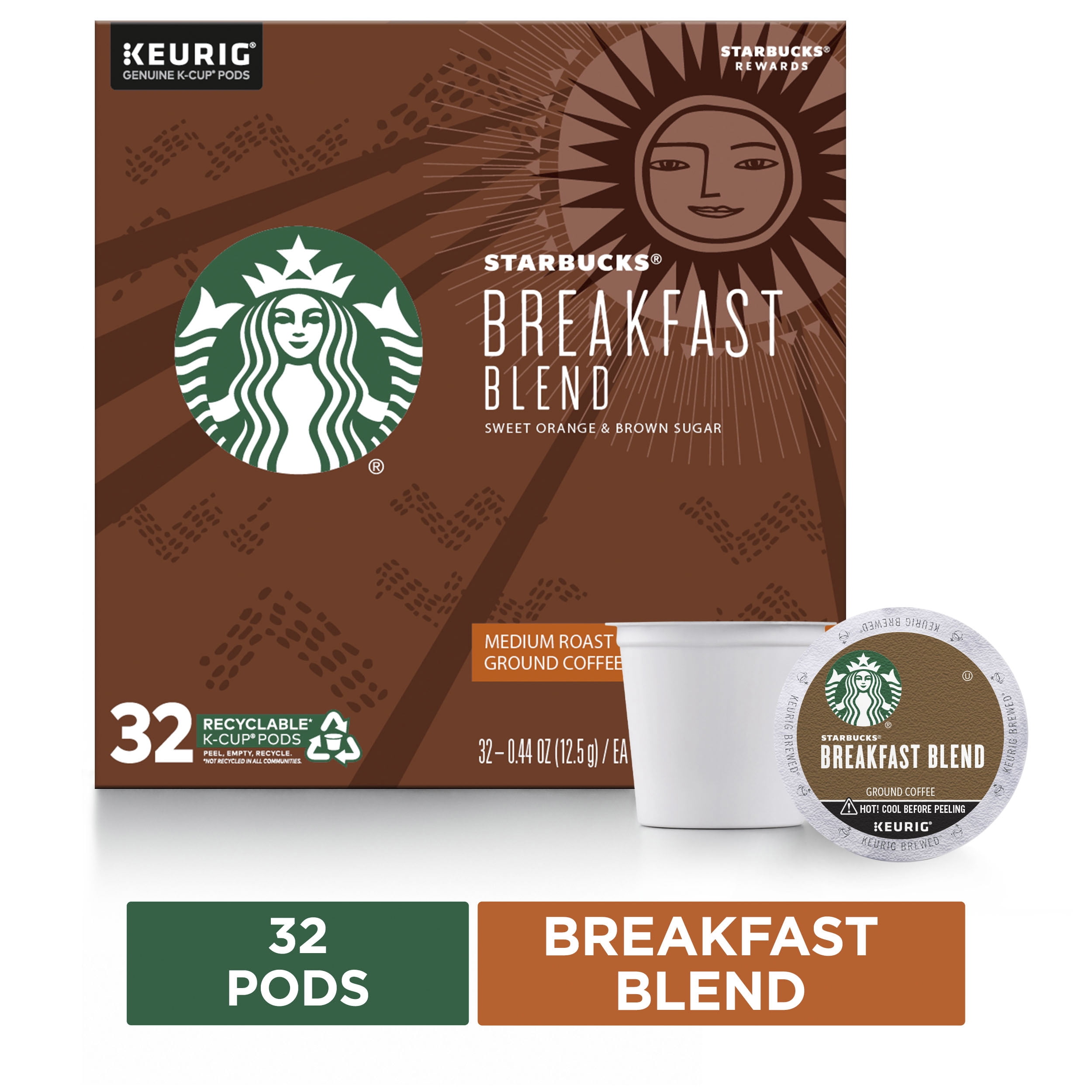Starbucks Medium Roast KCup Coffee Pods — Breakfast Blend for Keurig