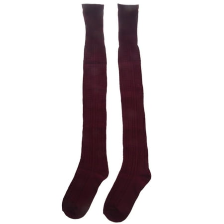 

Knee Socks Cotton Thigh High Over The Knee Stockings For Ladies Girls Warm Long Stocking-Red Wine