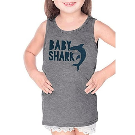 

7 ate 9 Apparel Kids Baby Shark Grey Tank Top
