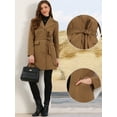 thumbnail image 2 of DARING DIVA Women's Lapel Collared Belted Trench Outerwear Coat S Khaki, 2 of 6