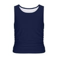 thumbnail image 5 of Ndbuld Women's Basic Tank Tops Womens Tank Tops Summer Sleeveless High Neck Slim Fitted Blouse Side Ruched Basic Tees Shirts Deal of The Week Navy S, 5 of 5