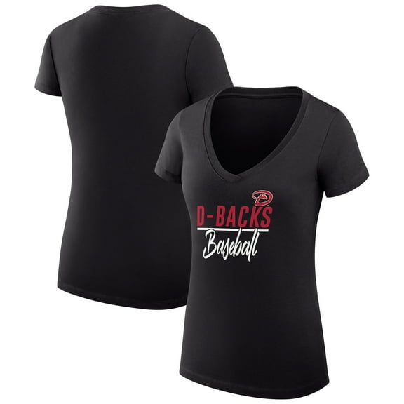 Women's G-III 4Her by Carl Banks Black Arizona Diamondbacks Super-Slim Fit Lightweight Team Graphic V-Neck T-Shirt